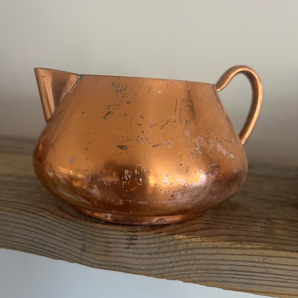 Copper Cream and Sugar Set with Tray - Picture 5 of 9